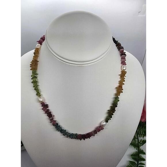 Jewelry - Rainbow Tourmaline and Baroque Pearl Necklace